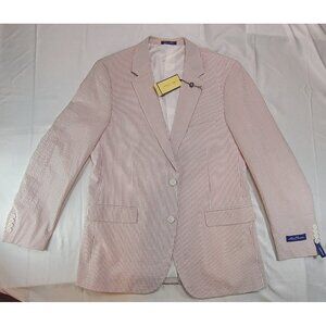 Alan Flusser Designer Lux Cotton Seersucker Blazer 42L NWT!